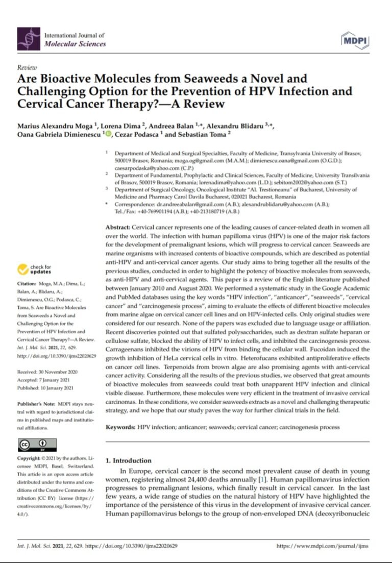 Are Bioactive Molecules from Seaweeds a Novel and Challenging Option for the Prevention of HPV Infection and Cervical Cancer Therapy?—A Review