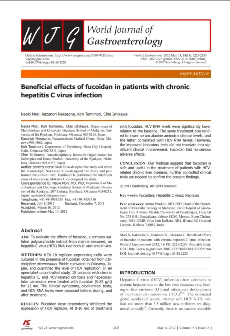 Beneficial effects of fucoidan in patients with chronic hepatitis C virus infection